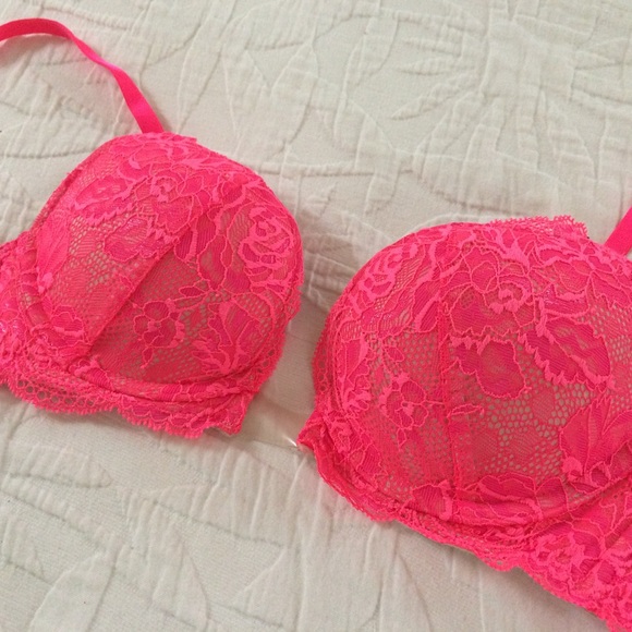 Victoria's Secret Coral/Pink Lace Push-Up Bra - Picture 8 of 8